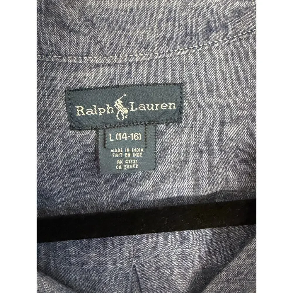 Ralph Lauren Chambray Boys Button down size large 14-16